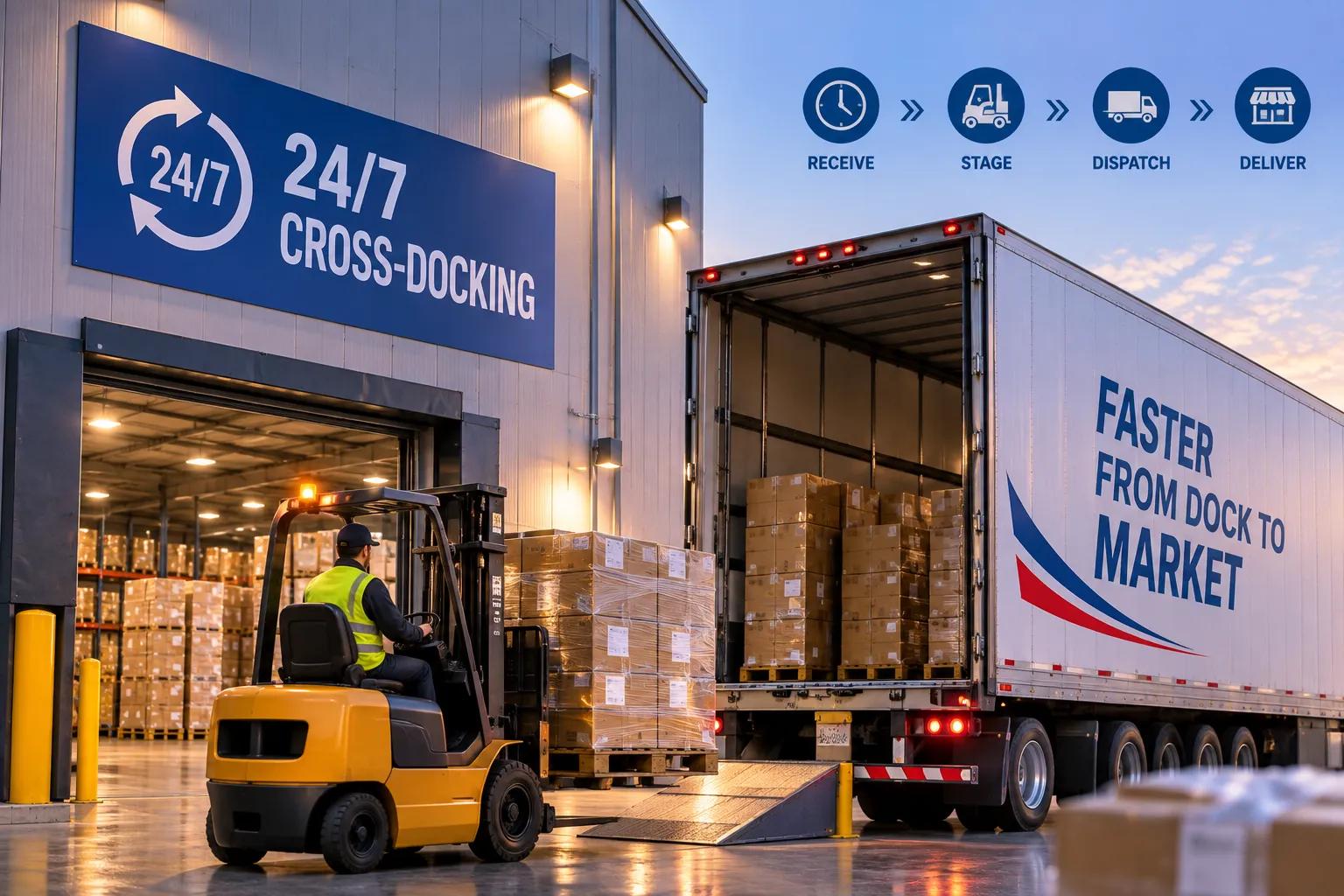 24/7 cross-docking service for Canadian freight in Texas