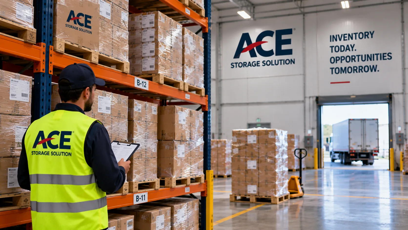 Bulk inventory stored in a high-capacity warehouse