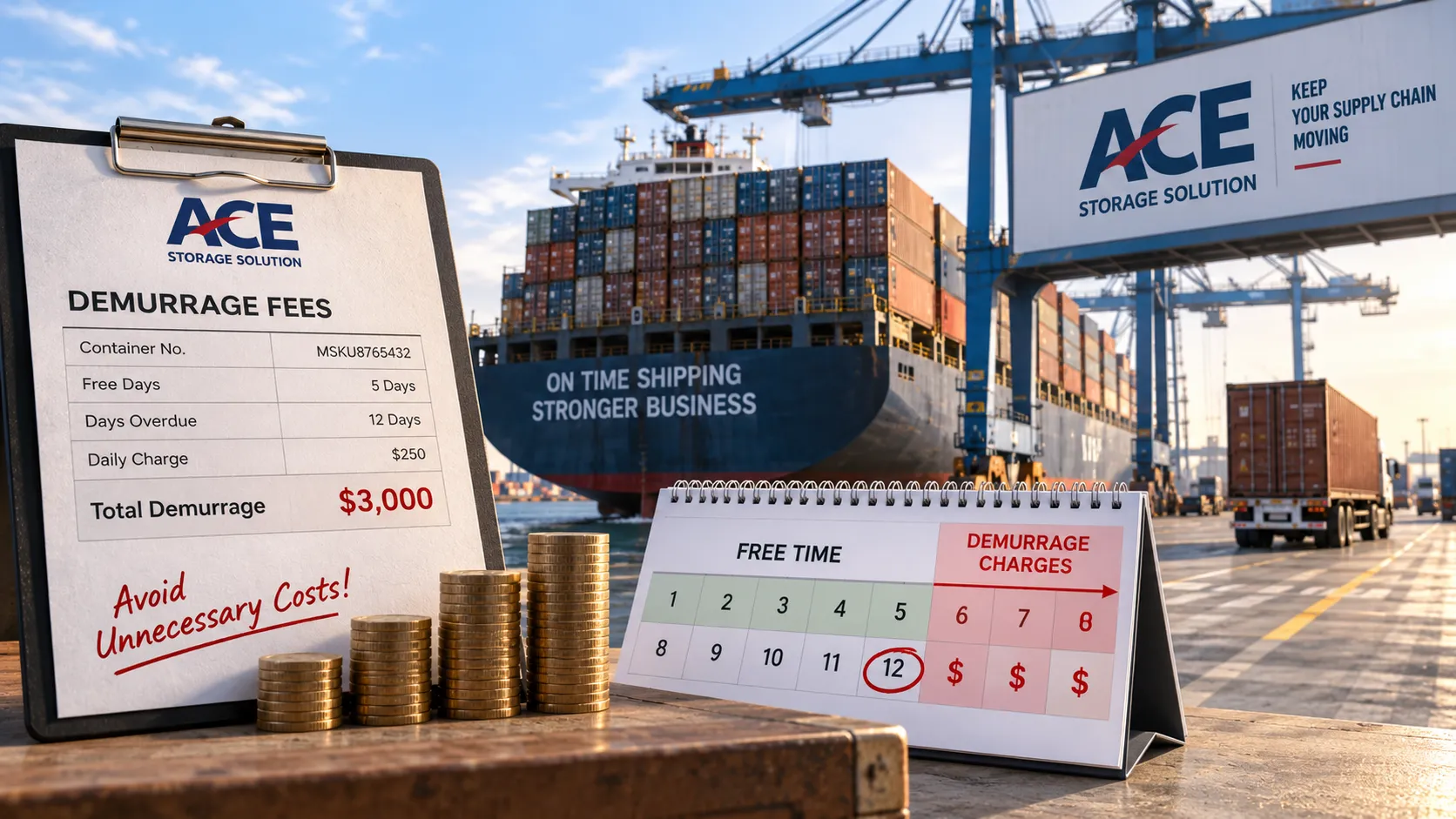 Container handling and warehouse operations to avoid demurrage fees