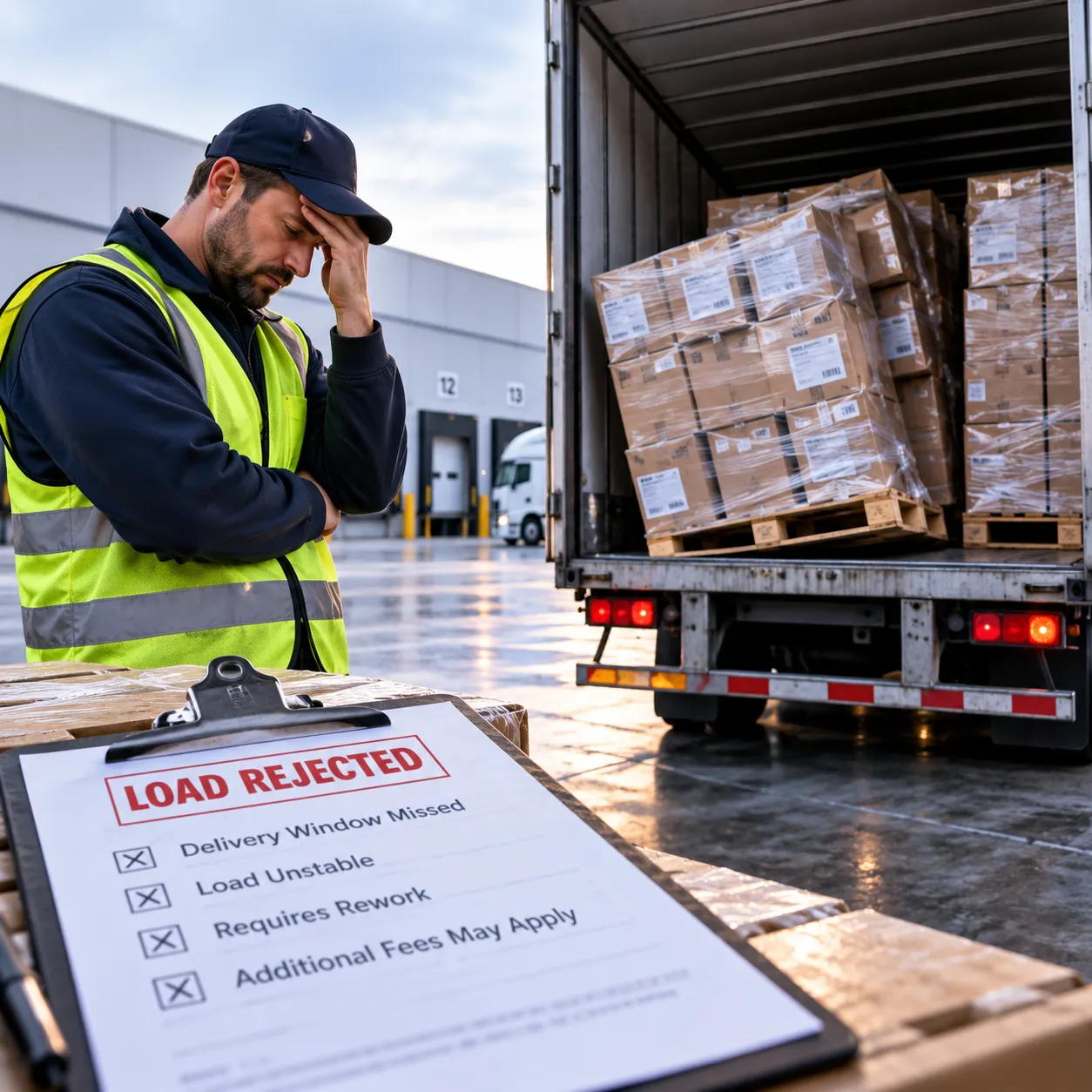 Distressed freight load rejected at warehouse