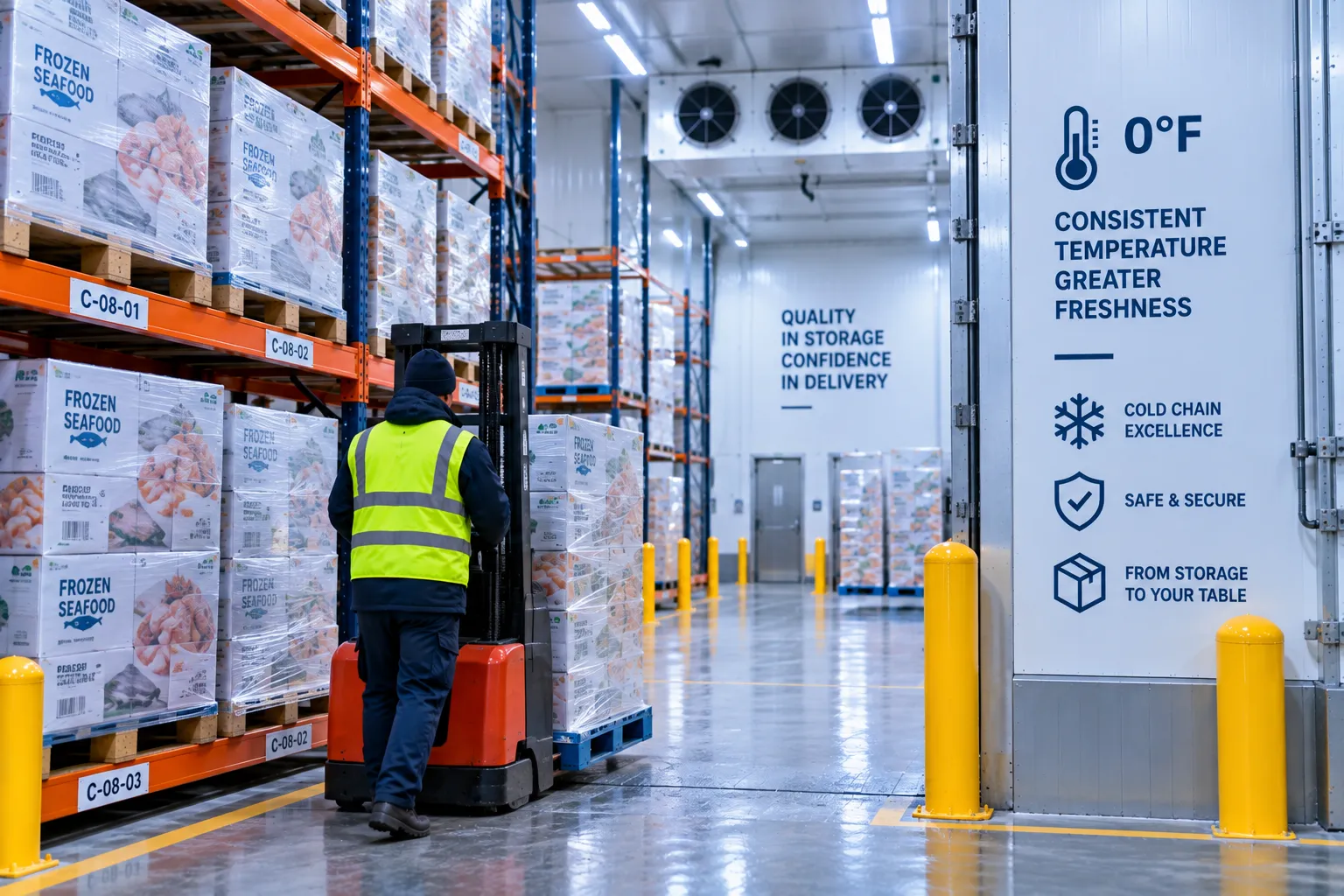 Easy access to frozen pallets for outbound shipping