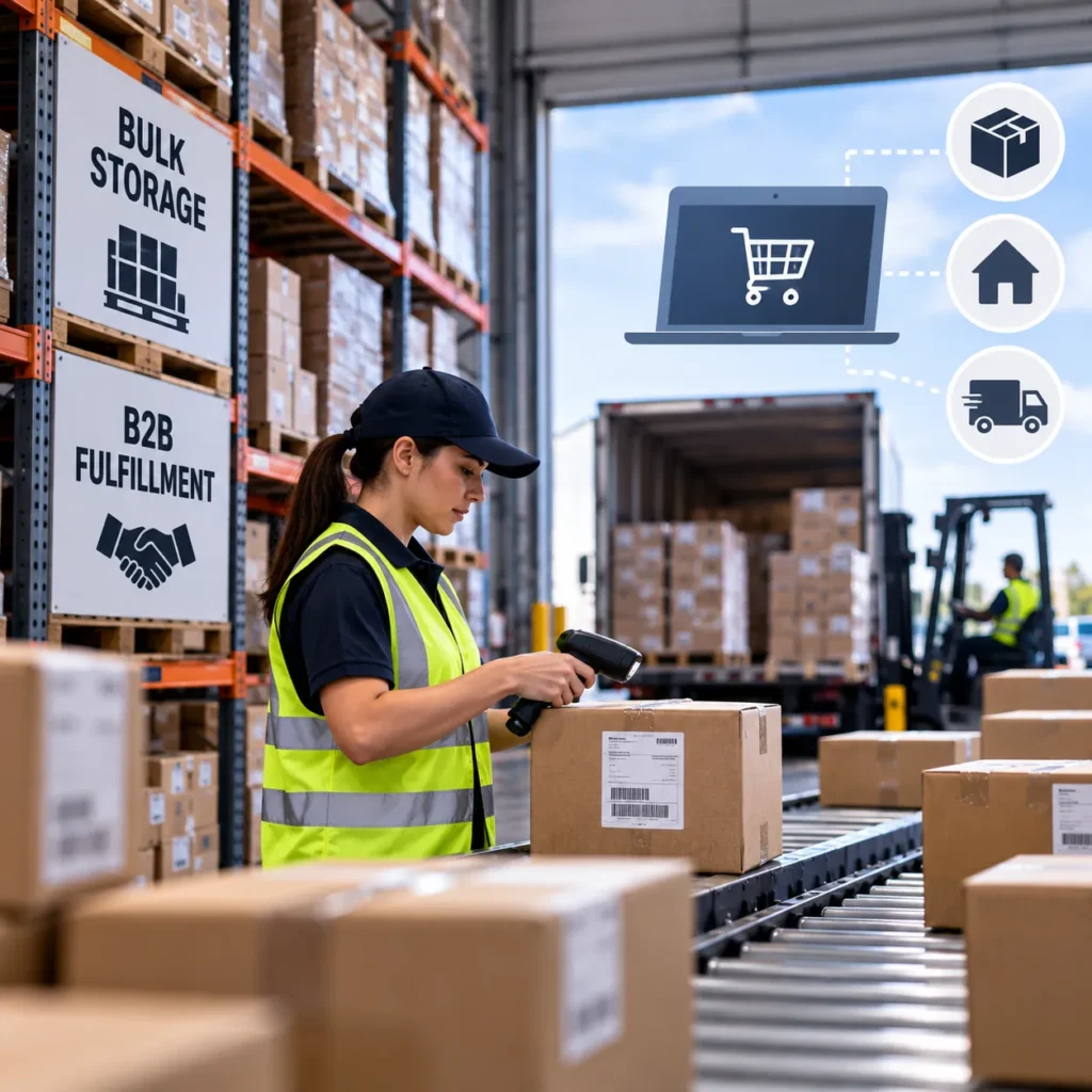 E-commerce bulk storage and B2B fulfillment warehouse