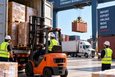 Fast container unloading at a logistics warehouse