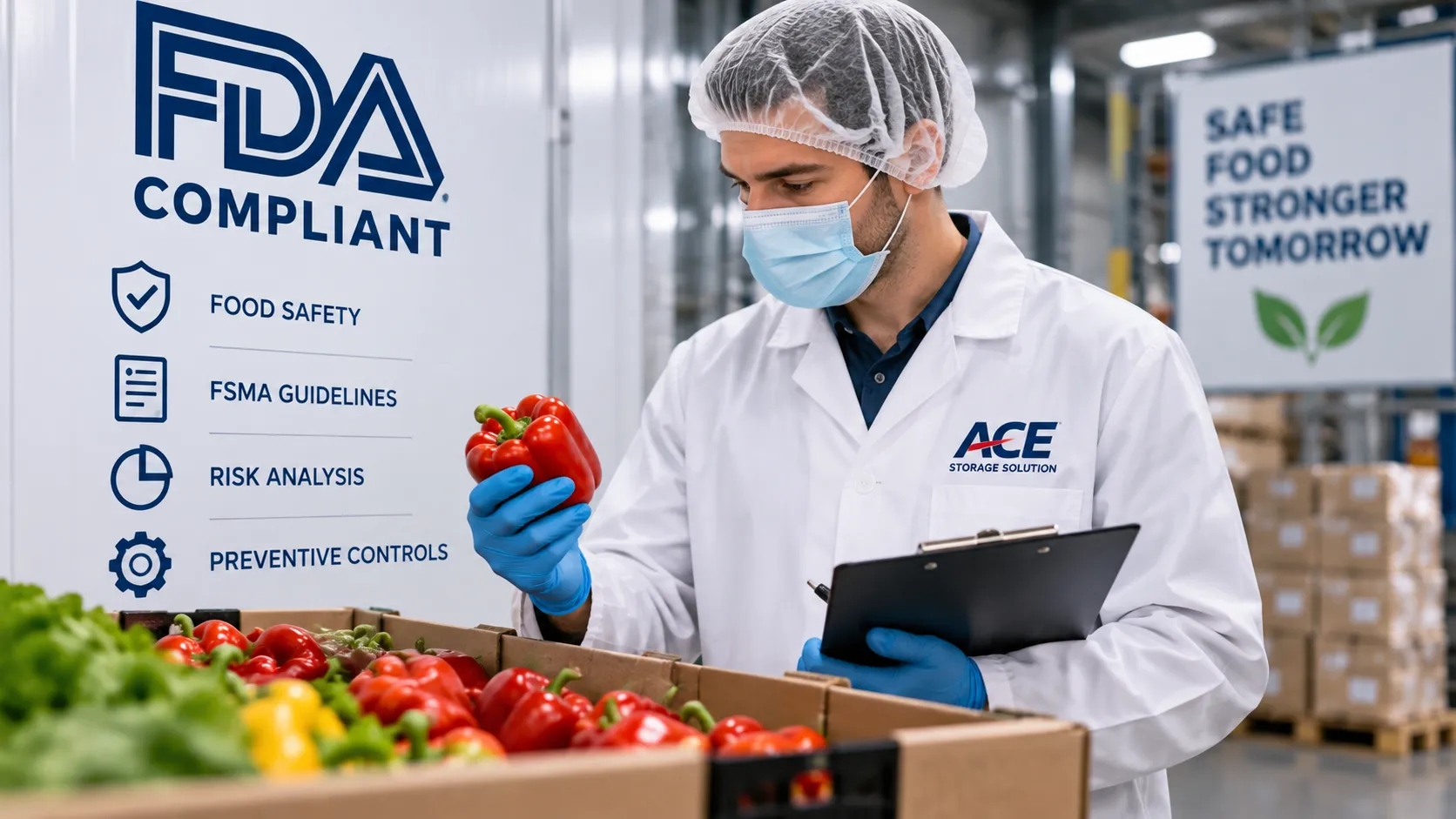 FDA compliant food warehouse inspection and handling