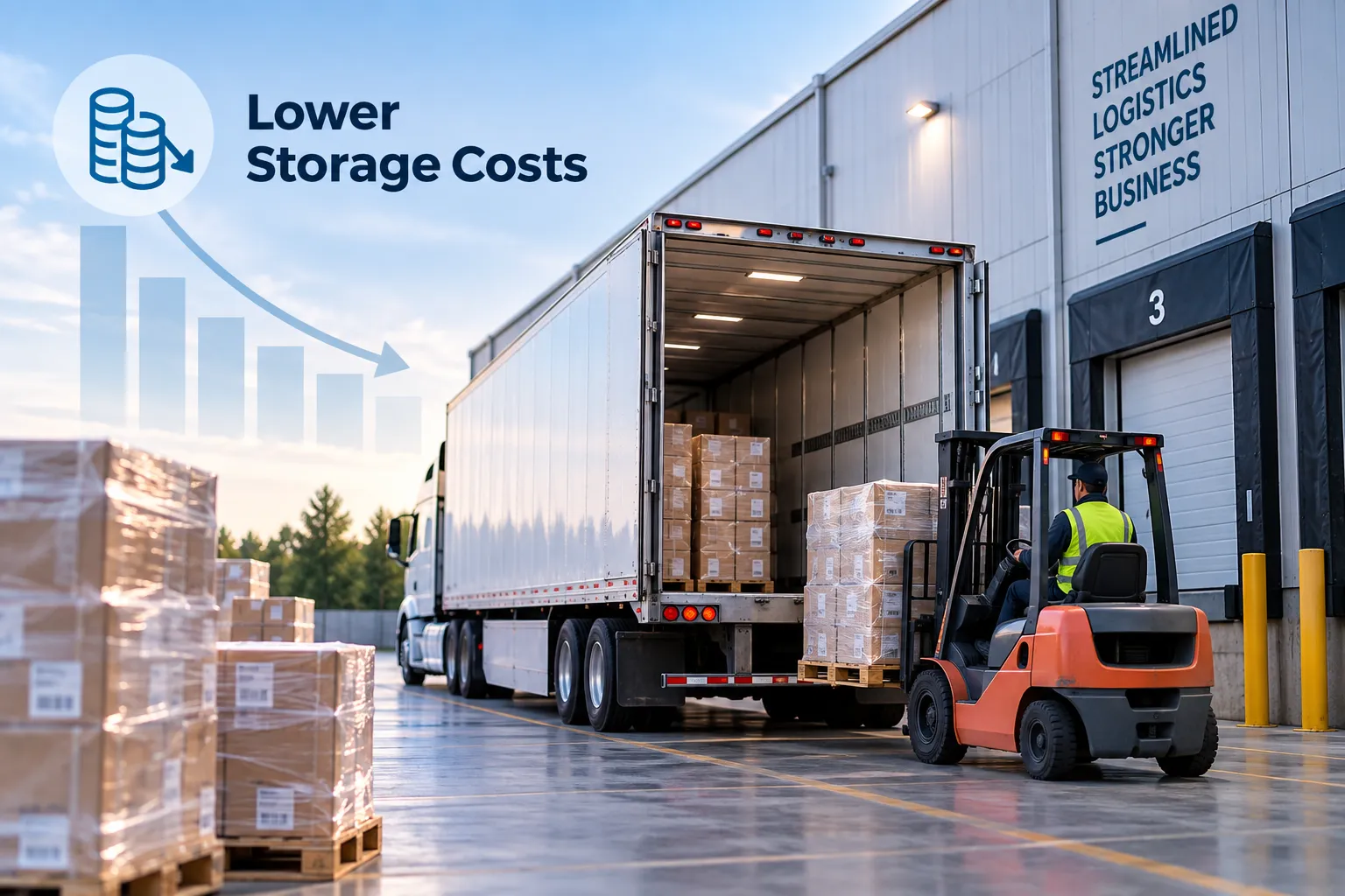Cross-docking operation reducing warehouse storage requirements