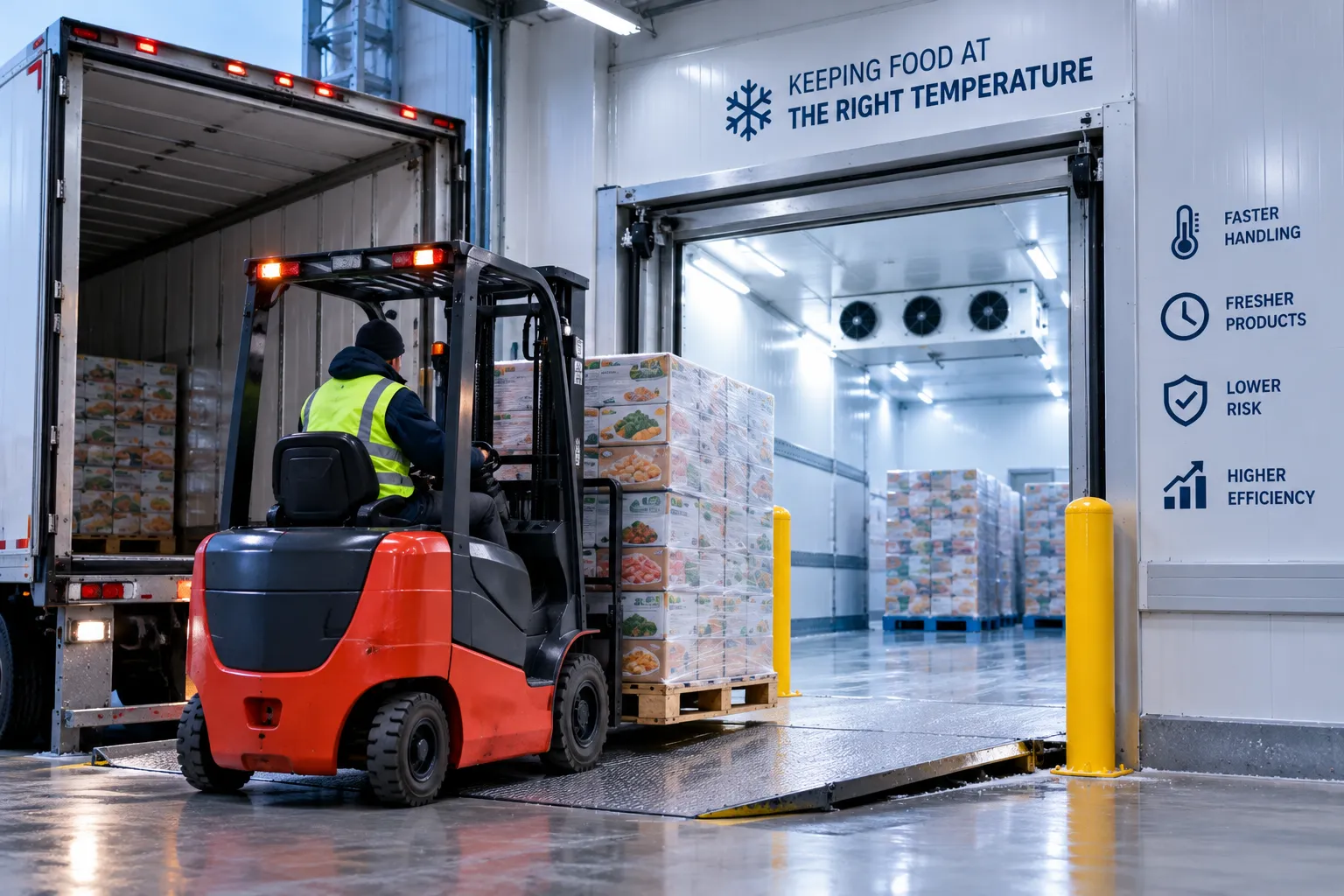 Rapid palletization of frozen freight at cold storage facility