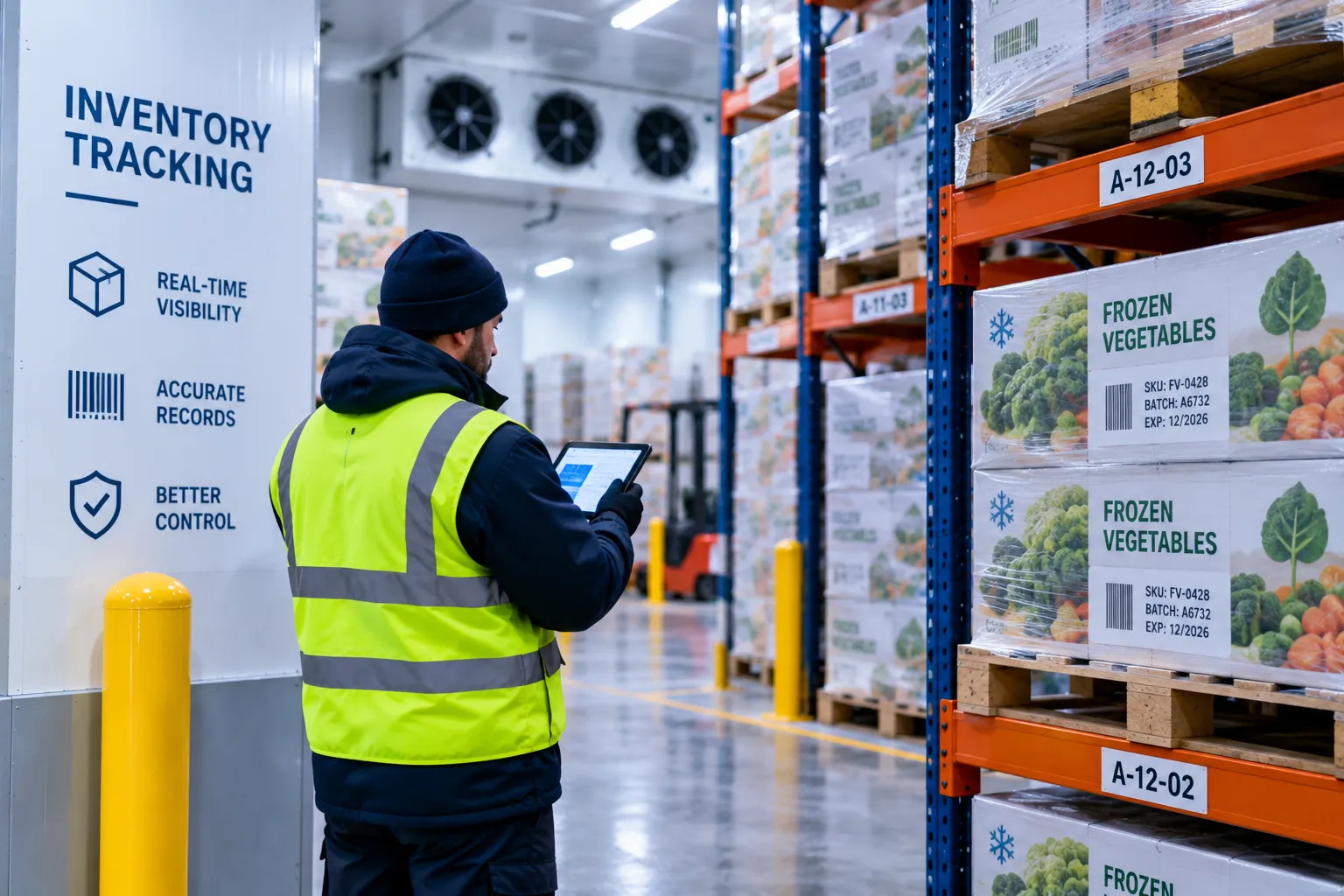 Real-time tracking of frozen pallets in cold storage