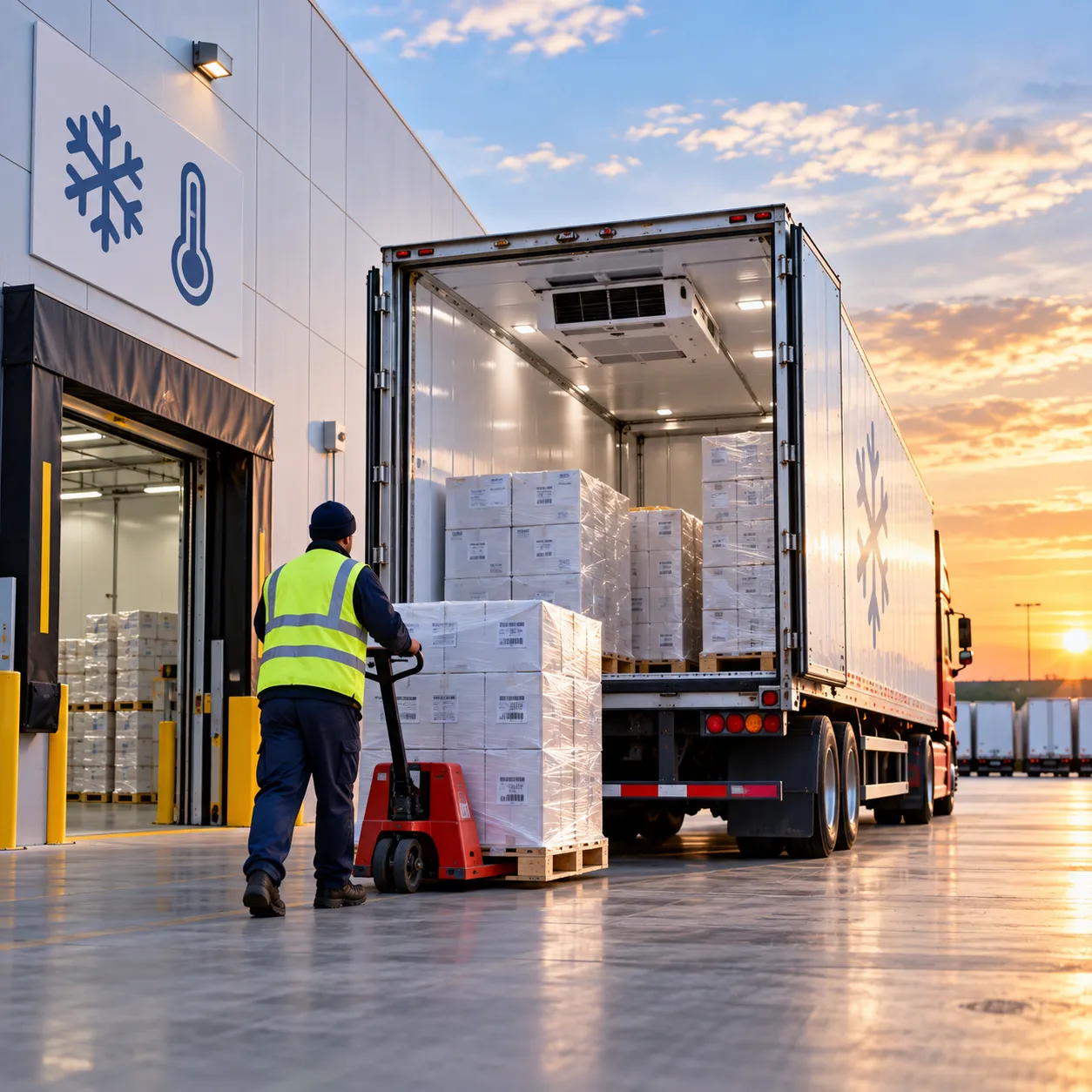 Temperature-controlled truck and cold storage warehouse for freight